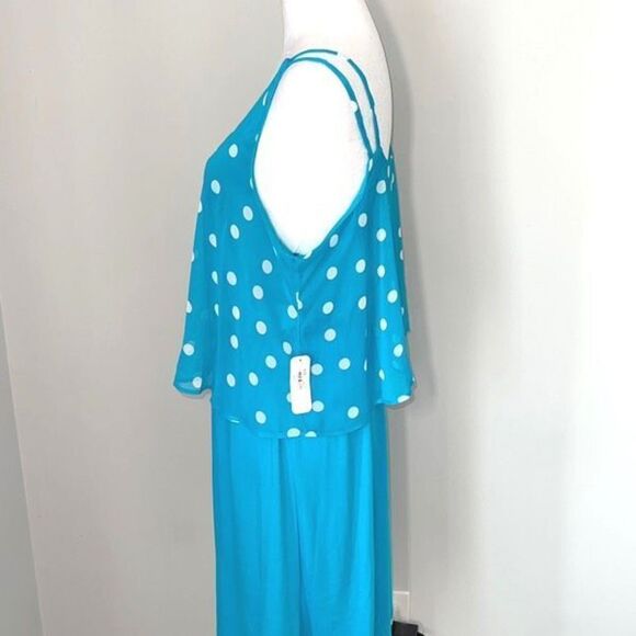 Charming Charlie Womens Polka Dots Dress Sleeveless Lined Chiffon Medium‎ Blue - Picture 4 of 11